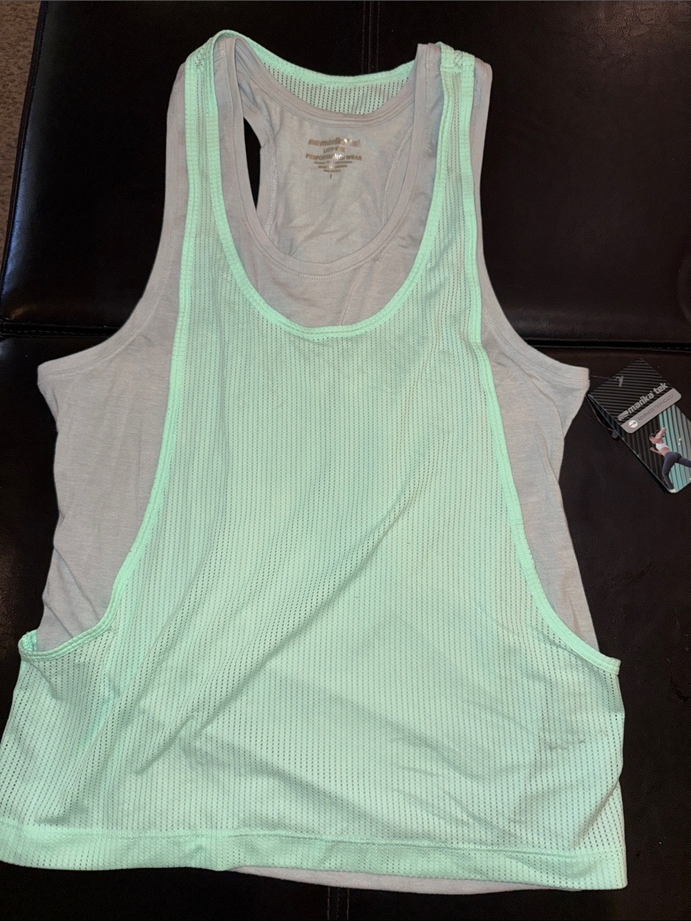 Marika Mint Green Mesh Layered Tank